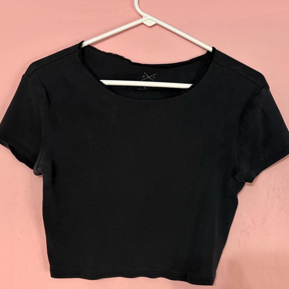 Pacsun Basics Black Short Sleeve Women's Cropped Tee